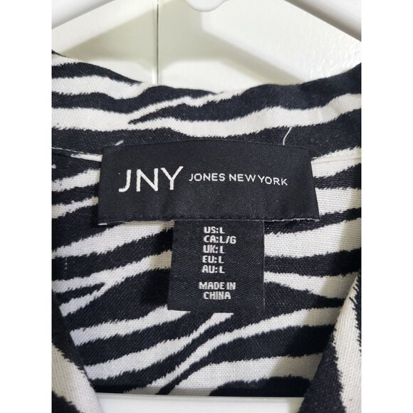 JNY Jones New York Women's SZ XL Zebra Print Linen Blend Button Front Jacket - Picture 3 of 8